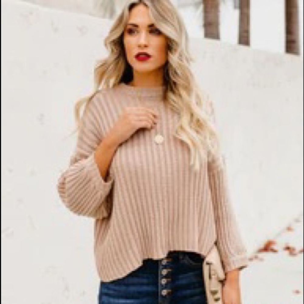 Vici Ethan Ribbed Knit Sweater - Taupe